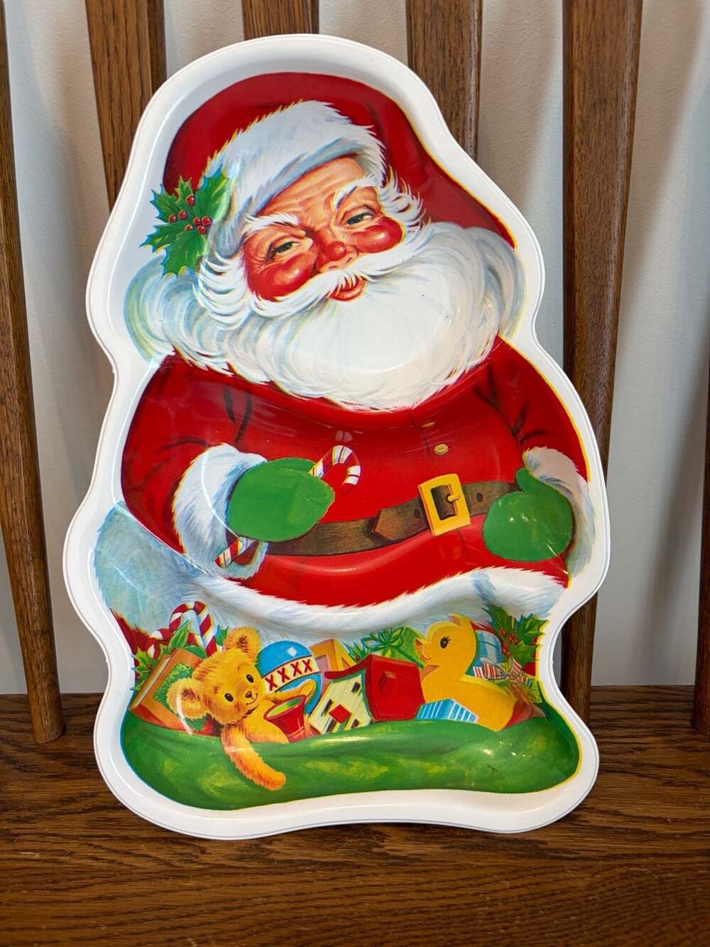 Vintage Ullman Co. Plastic Christmas Santa Claus Divided Serving Tray 401563